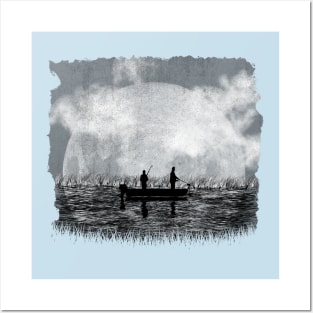 Night Fishing - Grey Night Posters and Art